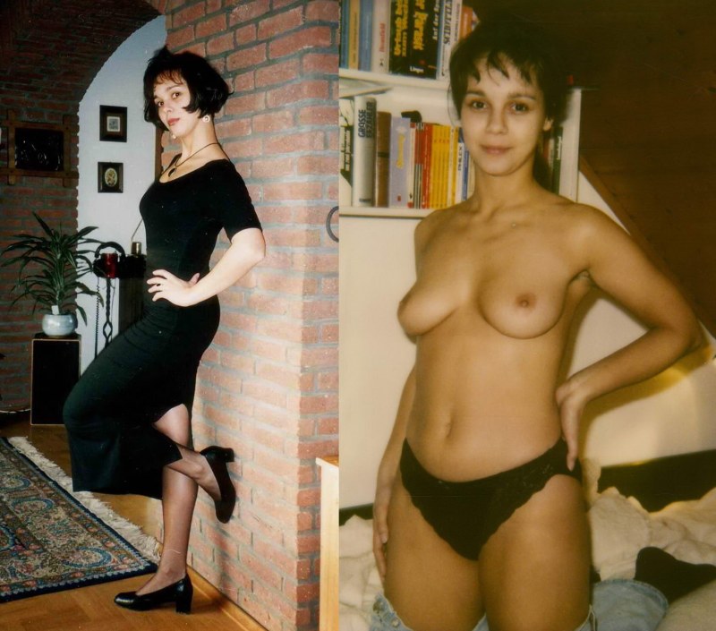 Женщина 80-х годов одетая и раздетая