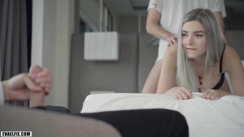Cuckold watches his busty girl being creampied by a stranger - Eva Elfie