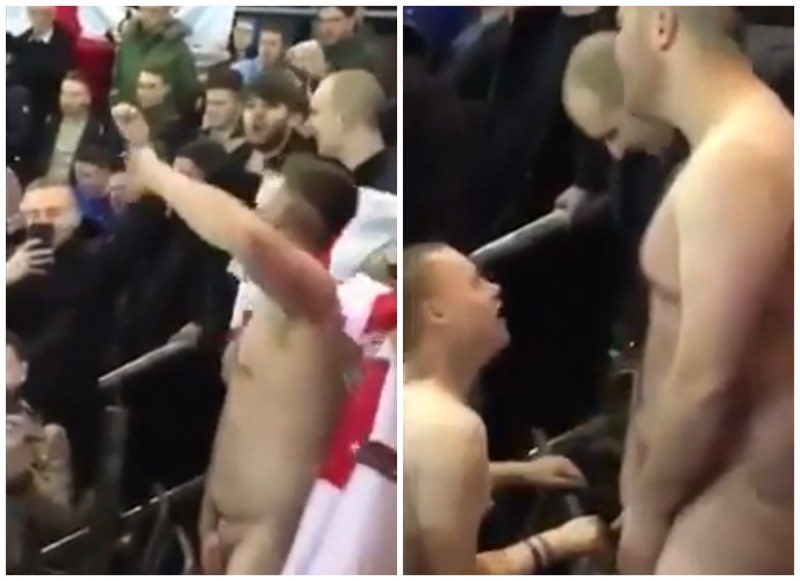 Голый фанат на Гранада МЮ его член