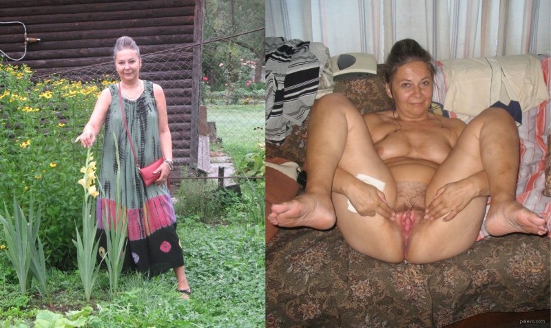 Голые пожилые женщины на природе